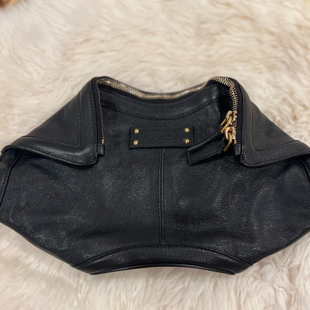 Alexander McQueen Spider Clutch in black leather with gold hardware